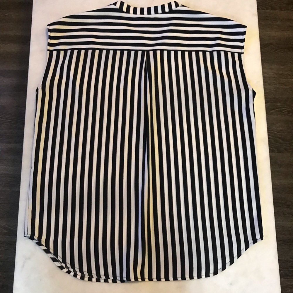 EUC Aqua Black & White Stripe Block Sleeveless Top - Picture 4 of 7